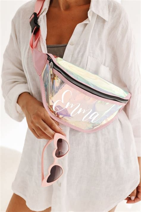 Personalized Holographic Fanny Pack Bridesmaid T Clear Etsy