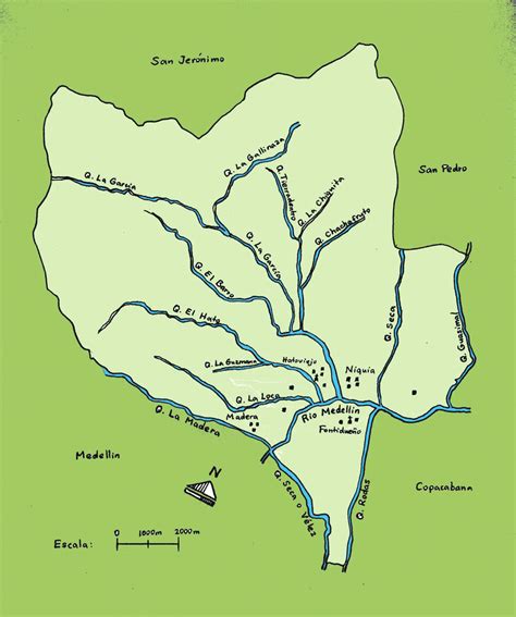 Mapa Hidrográfico Y De Ubicación De Primeras Poblaciones Coloniales