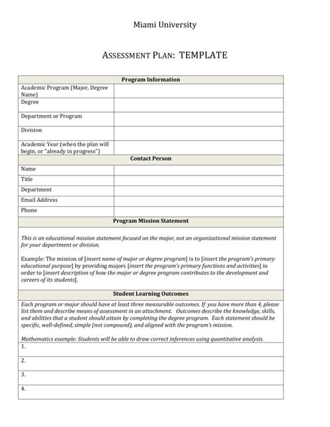 Our basic risk assessment template is designed to help you take the first steps in standardizing your processes. Assessment Plan: TEMPLATE