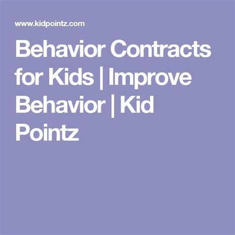 Behavior Contracts for Kids | Improve Behavior | Kid Pointz | Behavior contract, Behavior, Kids ...