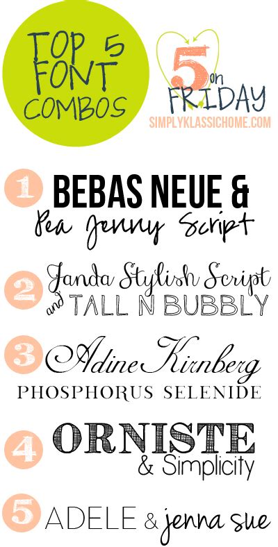 Version lanier my font tool for tablet pc 1.0. Top Five Font Combinations {Five on Friday} - Yellow Bliss ...