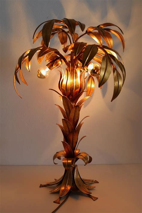 Mid Century Gilt Palm Tree Table Lamp By Hans Kogl 1970s At 1stdibs
