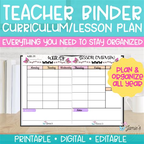 Teacher Bindersplanner Binder Documents Curriculumlesson Plan