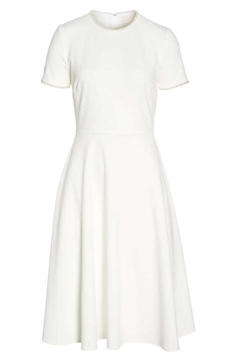 Gal Meets Glam Collection Victoria Pearly Trim Fit And Flare Dress Nordstrom Pretty White