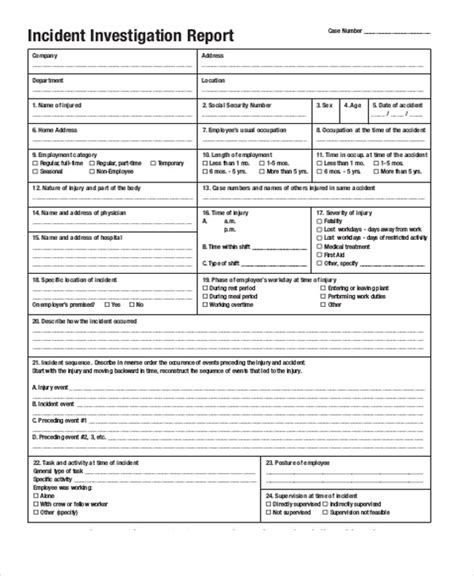 Free 22 Sample Incident Report Templates In Pdf Ms Word