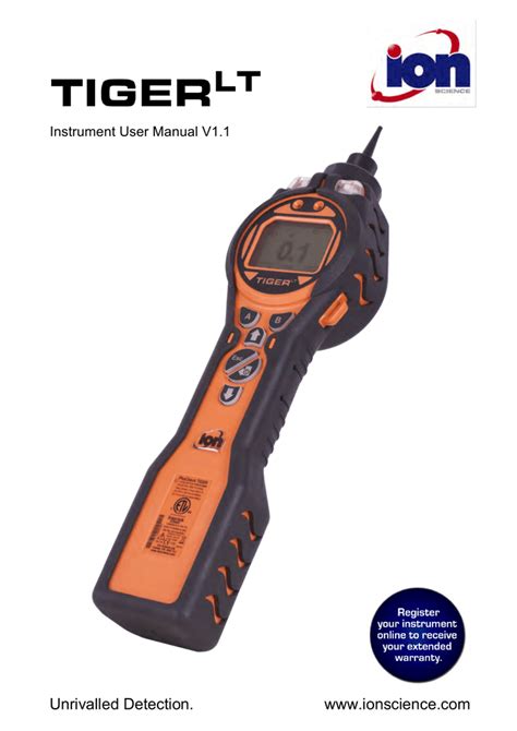 Ion Science Tiger LT Handheld VOC Detector User Manual Manualzz