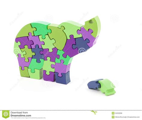 Colorful Puzzle Pieces In Elephant Shape Stock Photo Image Of Objects
