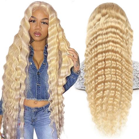 13x4 Lace Front Wig 613 Blonde Loose Deep Wave Frontal Wig 30 Inch Glu