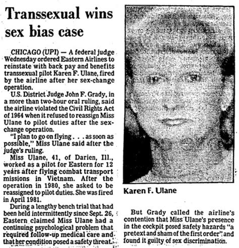 Transsexual Wins Sex Bias Case Digital Transgender Archive