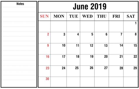 June 2019 3 Best Printable Calendar