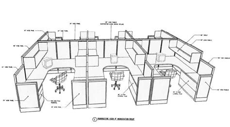 Example Of Cubical Office Sketch Up Office Layout Office Floor Plan
