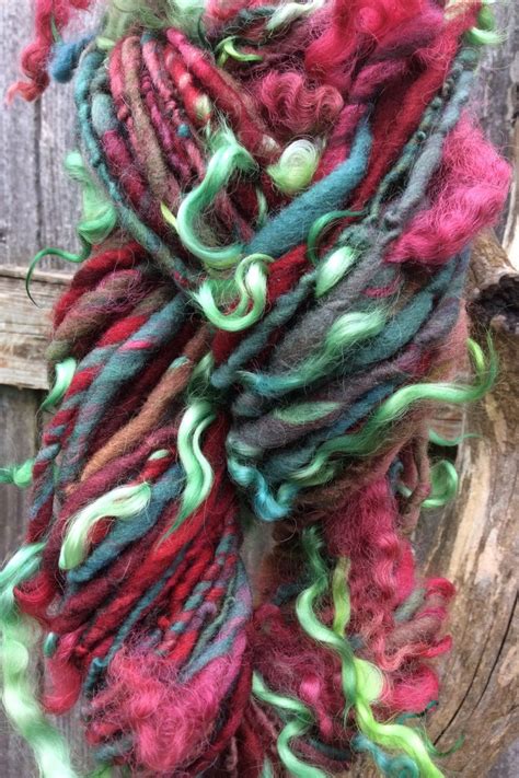 Handspun Yarn Blended Fine Wool Thick And Thin Yarn With Locks Etsy