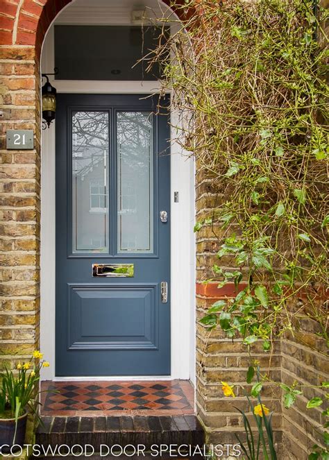 Slate Grey Victorian Style Door With Etched Glass Cotswood Doors