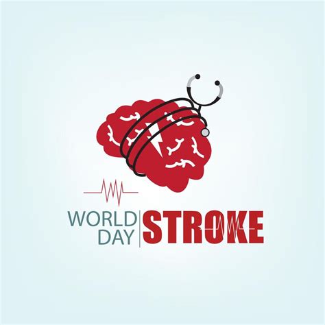 Vector Illustration Of World Stroke Day Human Brain Concept Simple