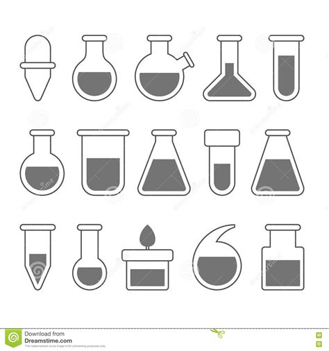 Chemical Laboratory Equipment Icons Set On White Background Vector