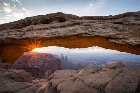 Mesa Arch At Sunrise Canyonlands National Park Utah Usa Stock Photo