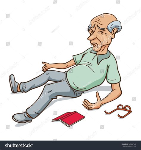 Old Man Accident Falling Down Vector Cartoon Illustration 349407548