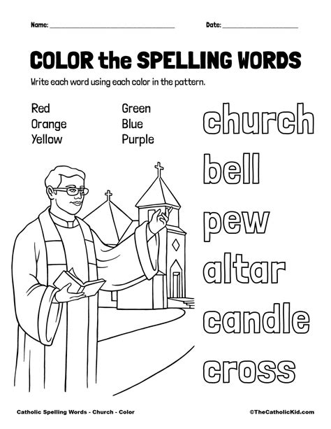 Catholic Spelling And Vocabulary Words Church Worksheets