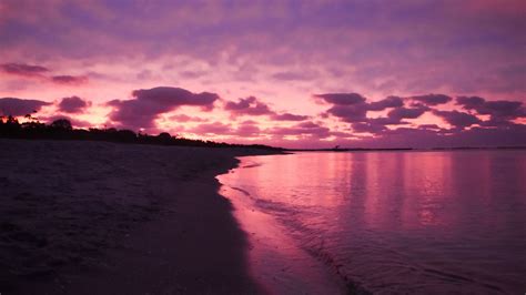 Beach Sand Purple Clouds Sky Reflection 4k Hd Nature