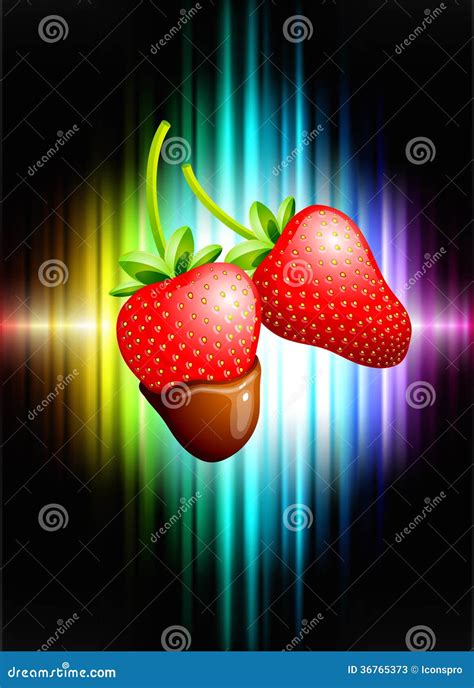 Strawberry On Abstract Spectrum Background Stock Illustration