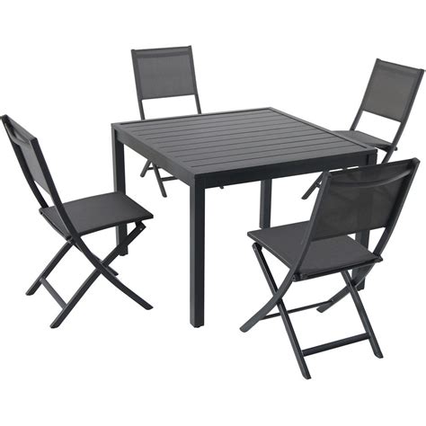 Wide and stands 27 in. Hanover Naples 5-Piece Aluminum Outdoor Dining Set with 4 ...