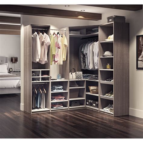 Cielo By Bestar Classic Corner Walk In Closet Bark Grey Brown Gray