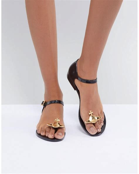 Melissa Vivienne Westwood Anglomania Honey Black Orb Flat Sandals Lyst