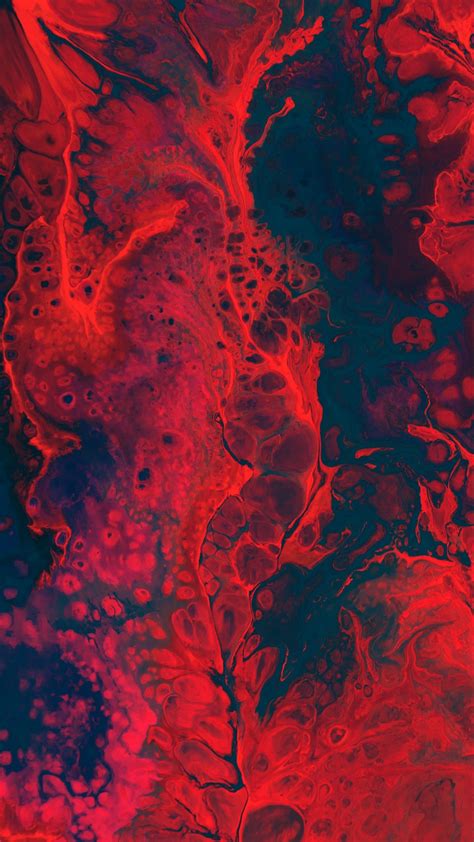 Download Wallpaper 1440x2560 Paint Spots Liquid Macro Red Qhd