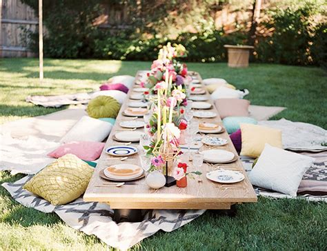 If space is at a premium in an apartment, opt for a floor cushion instead of an accent chair—both items are chic seats, but a cushion is more adaptable to small spaces. Party: boho 30 bday party (With images) | Boho birthday party, Picnic party, Boho garden party