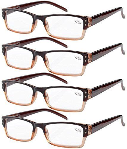Eyekepper Reading Glasses 4 Pack Brown Clear Frame For Women Men Readingtwo Tone Reader