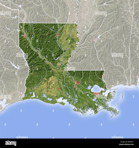 Louisiana Shaded Relief Map Stock Photo Alamy