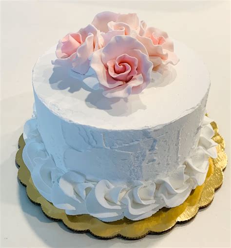 Fake Wedding Cake Pink Roses Faux Cake Prop White With Pink Dezicakes