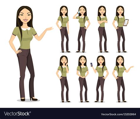 Image Of A Young Woman Character Royalty Free Vector Image