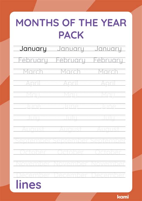 Handwriting Lines Months Of The Year Pack For Teachers Perfect