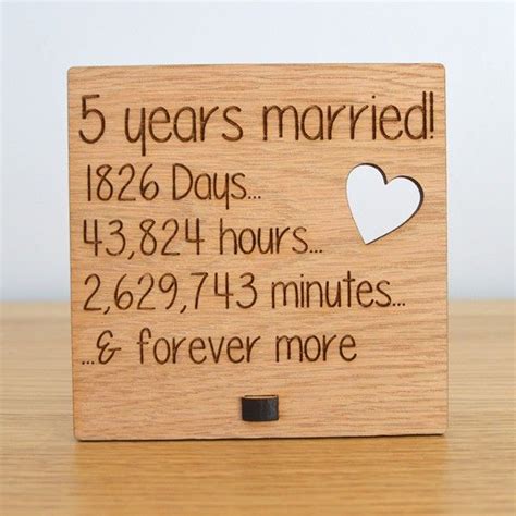5th wedding anniversary gift sent ideas. Wooden Wedding Anniversary Plaque Sign Days Hours Minutes ...