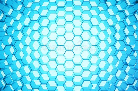 3d Illustration Blue Abstract Hexagonal Geometric Background Structure