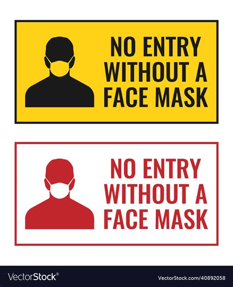 Face Mask Required No Mask No Entry Sign Vector Image