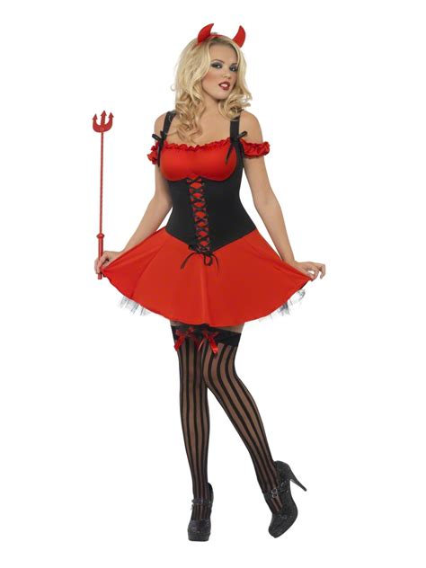 Sexy Red Devil Halloween Ladies Fancy Dress Womens Costume Outfit Horns 8 22 All Womens