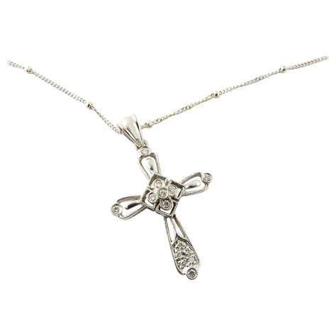 White Gold Diamond Cross Pendant For Sale At 1stdibs