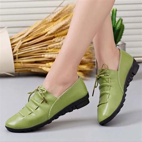 Dress Shoes Woman Party Ladies Flats Plated Genuine Leather Basic