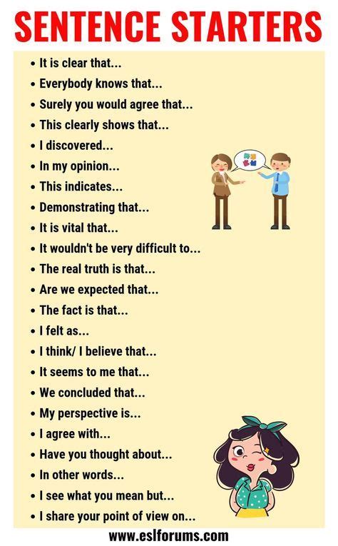 In source a, the (topic) seems. Sentence Starters: Useful Words and Phrases You Can Use As Sentence Starters - ESL Forums in ...