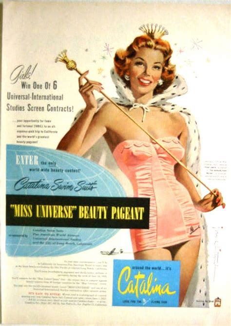 1952 Catalina Swim Suits Miss Universe Beauty Pageant Jon Whitcomb Print Ad Vintage