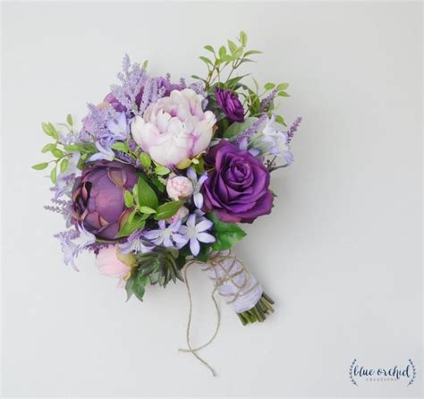 Boho Bouquet Purple Lavender Wildflower Bouquet Light Purple Peony
