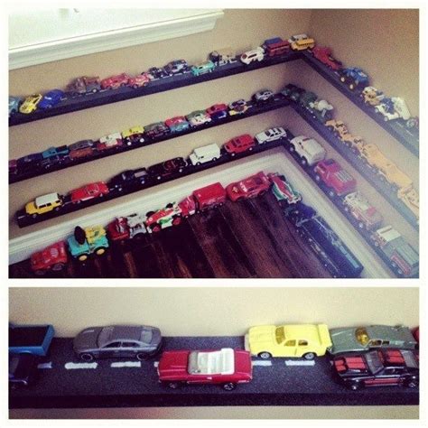 Hot wheels storage hot wheels display toy storage craft storage wall storage garage this is my very own design for displaying hot wheels and matchbox cars inside of a radio flyer slot. DIY Car toy shelves! I had all the wood precut to custom ...