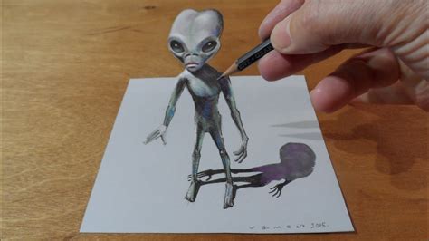 Drawing A 3d Alien Trick Art Youtube