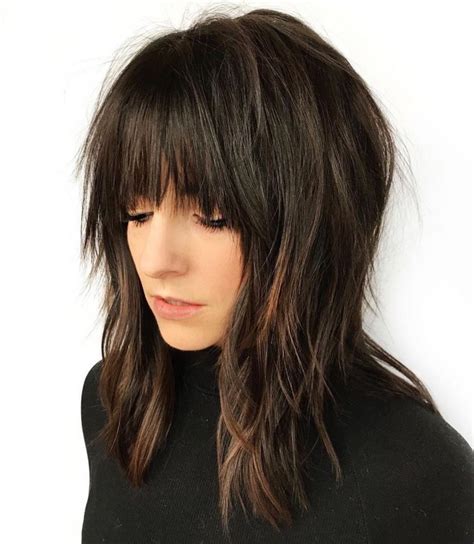 below the shoulder shag cut with bangs trending hairstyles bob hairstyles straight hairstyles