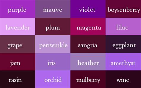 The Color Thesaurus Purple Color Palettes Purple Color Shades Of Purple