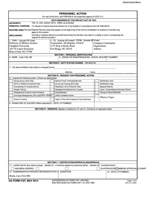 9 Da Form 4187 Templates Free To Download In Pdf Word And