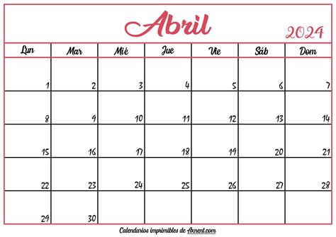 Plantilla De Calendario Imprimible De Abril De 2024 Time Management