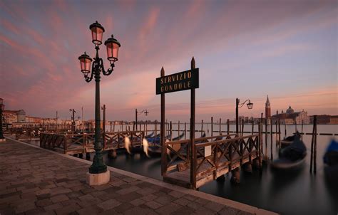 Wallpaper Pier Lights Italy Venice Channel Promenade Italy